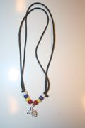 NEWFOUNDLAND PROVINCE SHAPED FLAG METAL NECKLACE CHOKER .. CANADIAN .. NEW