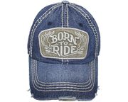 BORN TO RIDE Original Vintage BLUE HAT CAP...Size : ONE SIZE