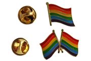 2 LGBTQ Waving Pride Flag & Pride Flags - SET Metal LAPEL PIN BADGE METAL LAPEL PIN BADGES