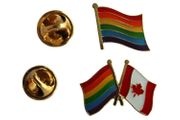  2 LGBTQ Waving Pride Flag & Pride CANADA Friendship - SET Metal LAPEL PIN BADGE METAL LAPEL PIN BADGES