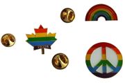 3 LGBTQ Pride RAINBOW , Pride MAPLE LEAF , Pride PEACE- SET Metal LAPEL PIN BADGES