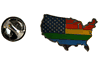 LGBTQ USA Shape Pride Flag Metal LAPEL PIN BADGE  METAL LAPEL PIN BADGE