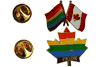 2 LGBTQ Pride CANADA Friendship Flags & Pride MAPLE LEAF- SET Metal LAPEL PIN BADGES