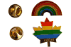 2 LGBTQ Pride RAINBOW & Pride MAPLE LEAF- SET Metal LAPEL PIN BADGES