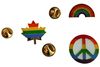 3 LGBTQ Pride RAINBOW , Pride MAPLE LEAF , Pride PEACE- SET Metal LAPEL PIN BADGES
