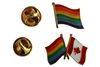  2 LGBTQ Waving Pride Flag & Pride CANADA Friendship - SET Metal LAPEL PIN BADGE METAL LAPEL PIN BADGES