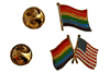  2 LGBTQ Waving Pride Flag & Pride USA Friendship - SET Metal LAPEL PIN BADGE METAL LAPEL PIN BADGES