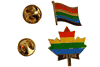 2 LGBTQ Waving Pride Flag & Pride MAPLE LEAF - SET Metal LAPEL PIN BADGE METAL LAPEL PIN BADGES