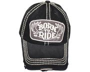 BORN TO RIDE Original Vintage BLACK HAT CAP...Size : ONE SIZE