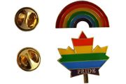 2 LGBTQ Pride RAINBOW & Pride MAPLE LEAF- SET Metal LAPEL PIN BADGES