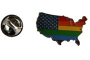 LGBTQ USA Shape Pride Flag Metal LAPEL PIN BADGE  METAL LAPEL PIN BADGE