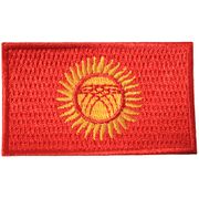 KYRGYZSTAN COUNTRY FLAG SMALL IRON-ON EMBROIDERED PATCH CREST BADGE