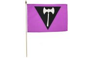  LGBTQ LESBIAN AXE 12" x 18" Inch FLAG BANNER On 2 Feet Wooden Stick