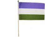 LGBTQ GENDER QUEER 12" x 18" Inch FLAG BANNER On 2 Feet Wooden Stick