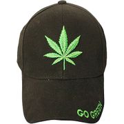 MARIJUANA LEAF   GO GREEN HAT CAP 