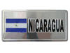 NICARAGUA COUNTRY FLAG SMALL SILVER METAL LICENSE PLATE STICKER DECAL EMBLEM .. NEW
