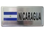 NICARAGUA COUNTRY FLAG SMALL SILVER METAL LICENSE PLATE STICKER DECAL EMBLEM .. NEW