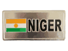 NIGER COUNTRY FLAG SMALL SILVER METAL LICENSE PLATE STICKER DECAL EMBLEM .. NEW