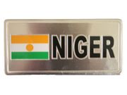 NIGER COUNTRY FLAG SMALL SILVER METAL LICENSE PLATE STICKER DECAL EMBLEM .. NEW