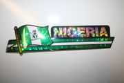 NIGERIA COUNTRY FLAG LONG METALIC CAR AUTOMOBILE BUMPER STICKER DECAL EMBLEM .. FIFA WORLD CUP SOCCER FOOTBALL .. NEW