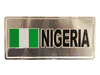 NIGERIA COUNTRY FLAG SMALL SILVER METAL LICENSE PLATE STICKER DECAL .. FIFA WORLD CUP SOCCER FOOTBALL ..NEW