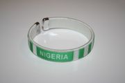 NIGERIA COUNTRY FLAG WHITE FLEXIBLE BRACELET .. NEW