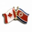 NORTH KOREA / CANADA COUNTRY FLAG SMALL METAL FRIENDSHIP LAPEL PIN BADGE .. NEW