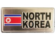 NORTH KOREA COUNTRY FLAG SILVER SMALL METALLIC LICENSE PLATE DECAL STICKER EMBLEM ...