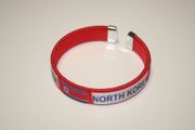 NORTH KOREA RED COUNTRY FLAG FLEXIBLE METAL NYLON BRACELET ... NEW