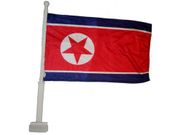 NORTH KOREA RED FPF LOGO 12" X 18" INCHES HEAVY DUTY COUNTRY FLAG WITH STICK .. FIFA SOCCER WORLD CUP .. NEW