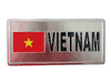 NORTH VIETNAM COUNTRY FLAG SMALL SILVER METAL LICENSE PLATE STICKER DECAL EMBLEM .. NEW