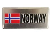 NORWAY COUNTRY FLAG SMALL SILVER METAL LICENSE PLATE STICKER DECAL EMBLEM .. NEW