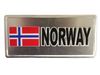 NORWAY COUNTRY FLAG SMALL SILVER METAL LICENSE PLATE STICKER DECAL EMBLEM .. NEW