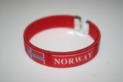 NORWAY RED COUNTRY FLAG FLEXIBLE METAL NYLON BRACELET .. NEW