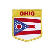OHIO USA SHIELD FLAG IRON ON PATCH CREST BADGE 3 X 3 1/2 INCHES ... NEW
