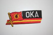 OKA MOHAWK NATIVE FLAG WORD IRON ON PATCH CREST BADGE .. NORTH AMERICAN INDIAN ..NEW