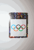 OLYMPIC RINGS FLAG SMALL  METALIC BUMPER STICKER DECAL EMBLEM .. NEW