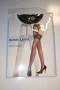 ONE PIECE BLACK GARTERBELT SHEER NYLON STOCKINGS BY MUSIC LEGS .... 100-175 LBS ... NEW