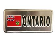 ONTARIO COUNTRY FLAG SILVER SMALL METALLIC LICENSE PLATE DECAL STICKER EMBLEM ...