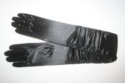 PAIR OF BLACK HIGH QUALITY SATIN LONG OPERA GLOVES ... NEW IN PACKAGE .. WEDDING