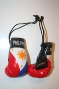 PAIR OF MINIATURE PHILIPPINES COUNTRY FLAG BOXING GLOVES FOR YOUR CAR MIRROR .. .. NEW