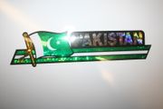 PAKISTAN COUNTRY FLAG LONG METALIC CAR AUTOMOBILE BUMPER STICKER DECAL EMBLEM .. NEW