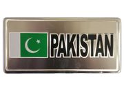 PAKISTAN COUNTRY FLAG SMALL SILVER METAL LICENSE PLATE STICKER DECAL EMBLEM .. NEW