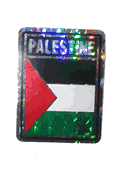 PALESTINE SQUARE COUNTRY FLAG METALLIC BUMPER STICKER DECAL .. SIZE 3" X 4" INCHES .. NEW