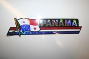 PANAMA COUNTRY FLAG LONG METALIC CAR AUTOMOBILE BUMPER STICKER DECAL EMBLEM .. NEW