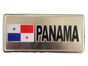 PANAMA COUNTRY FLAG SMALL SILVER METAL LICENSE PLATE STICKER DECAL EMBLEM .. NEW