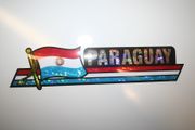 PARAGUAY COUNTRY FLAG LONG METALIC CAR AUTOMOBILE BUMPER STICKER DECAL EMBLEM .. NEW