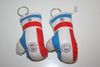 PARAGUAY COUNTRY FLAG PAIR OF MINIATURE BOXING GLOVE KEYCHAINS .. FIFA WORLD CUP SOCCER FOOTBALL . NEW