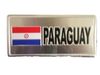 PARAGUAY COUNTRY FLAG SMALL SILVER METAL LICENSE PLATE STICKER DECAL EMBLEM .. FIFA WORLD CUP SOCCER FOOTBALL .. NEW