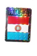 PARAGUAY SQUARE COUNTRY FLAG METALLIC BUMPER STICKER DECAL .. SIZE 3" X 4" INCHES .. NEW